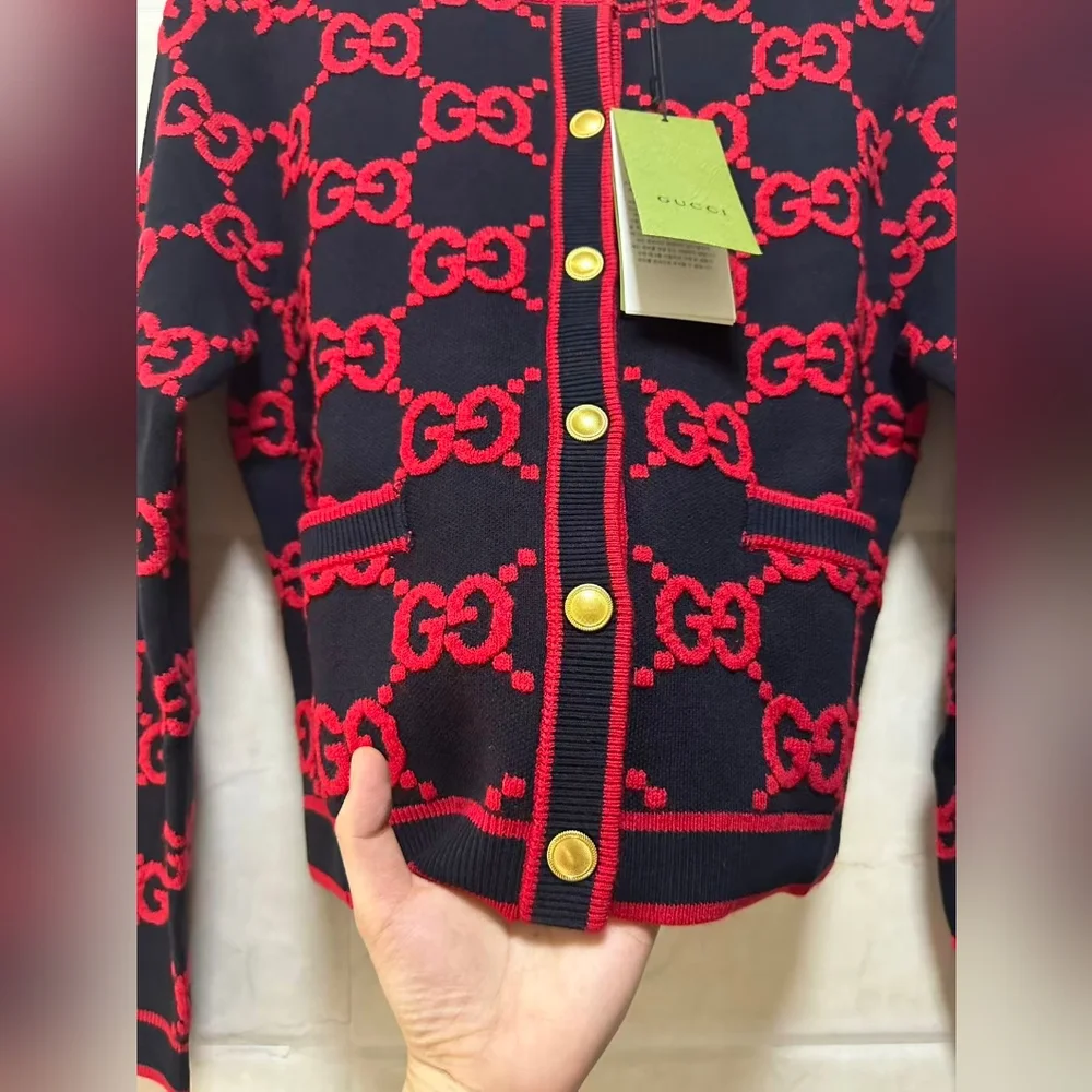 Gucci GG Jacquard Wool blend Knit Cardigan - Picture 7 of 16